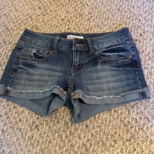Medium wash jean shorts